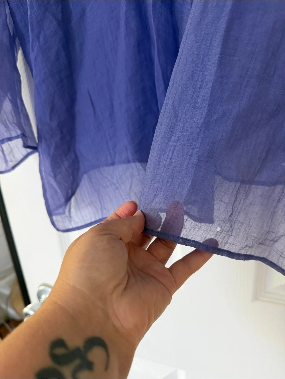 Eileen Fisher Violet Sheer Button-Down Shirt - Picture 8 of 8